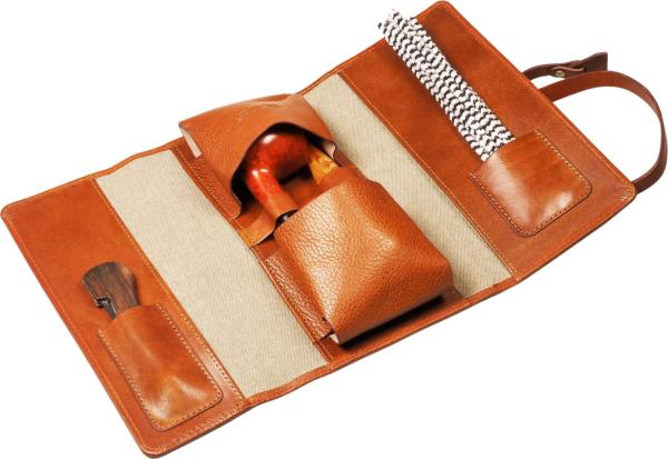 Pfeifenrollbeutel Passatore Canvas / Leder 2er